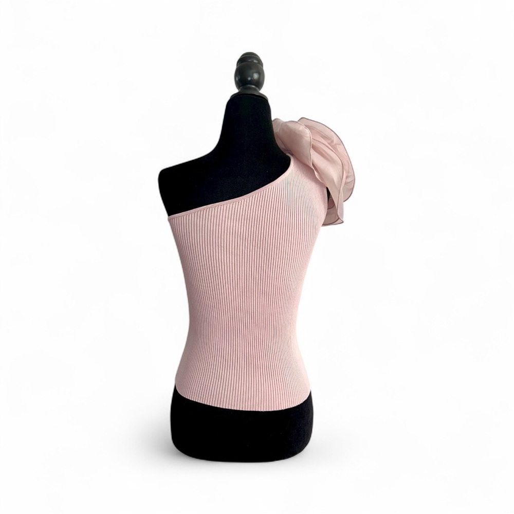 Mango One-Shoulder Rose Flower Top – Dusty Pink – Size S - Picture 3 of 4
